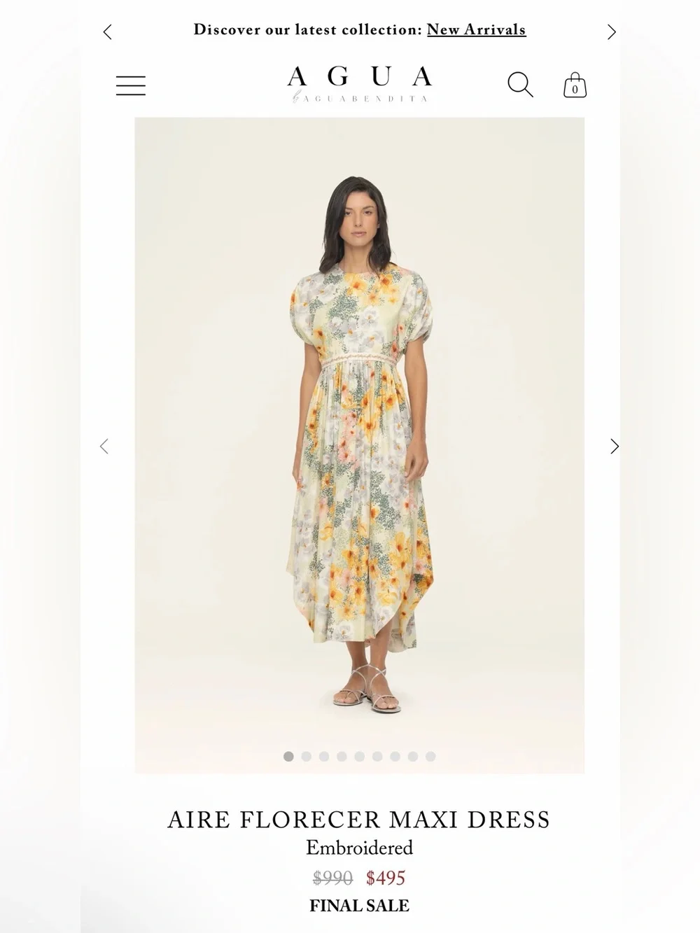 New Agua by Agua Bendita Aire Florecer Embroidered Maxi Dress - Yellow Floral. S - Picture 3 of 13